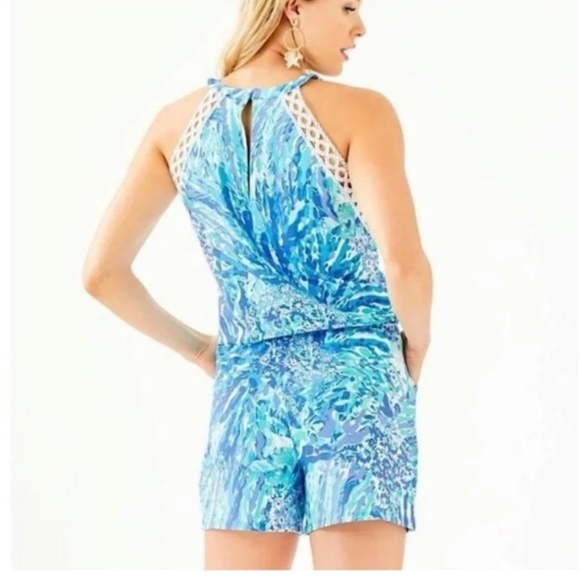 Lilly Pulitzer LaLa Romper Blue Haven Hey Hey Soleil Size XXS Summer Preppy - Picture 2 of 14